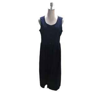 The Vermont Country Store Dress Women's Size Medium Navy 100% Cotton Maxi